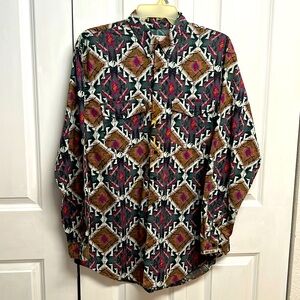 Vintage Rocky Mountain Cowboy Multi Color Long Sleeve Shirt Size L Classic